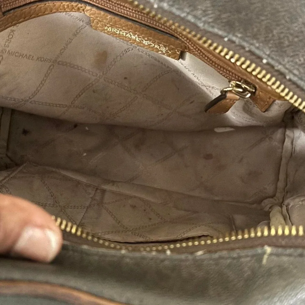 Michael‎ Kors brown monogram backpack purse with gold hardware
